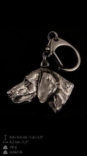 Weimaraner, silver covered keyring, high qauality keychain Art Dog - Foto 1 di 3