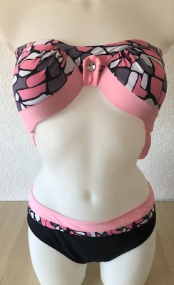 Maillot de bain 2 pièces Femme Bikini Rose et Noir Size Taille L Pink & Black - Photo 1/4
