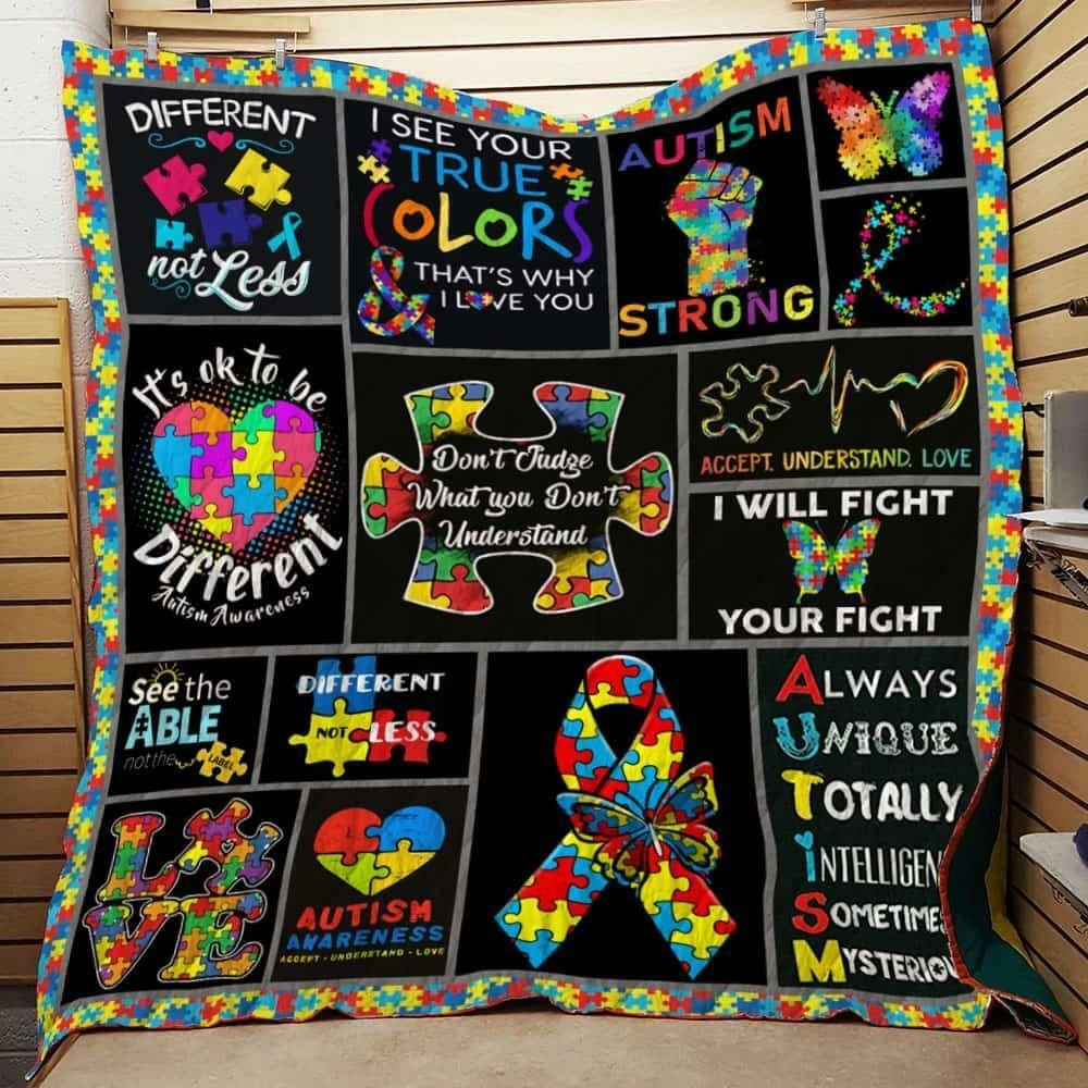 Autism Awareness Quilt Blanket Decor Home Full Size