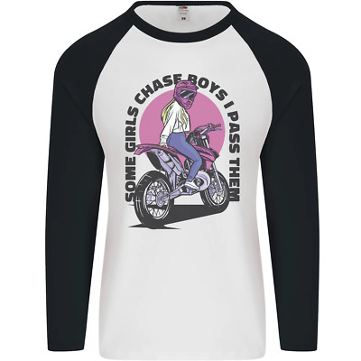 Some Girls Chase lustiges Biker Motorrad Herren L/S Baseball T-Shirt