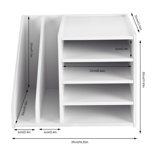 6 Compartment File Holder Organizer Pvc Mail Sorter 15.35*12.16*11.81 In - Picture 2 of 14