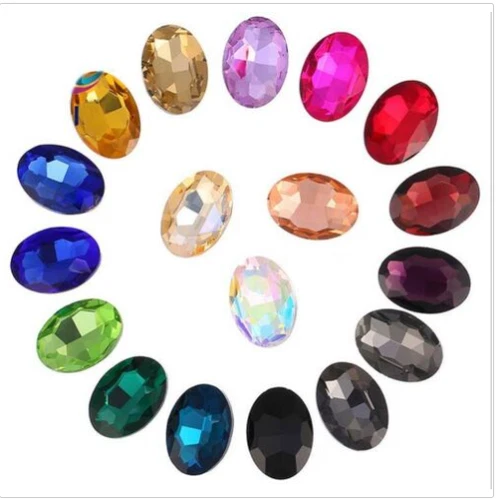 100PCS Mixed Colors Pointed OVAL Fancy Crystal Glass Stones #95610