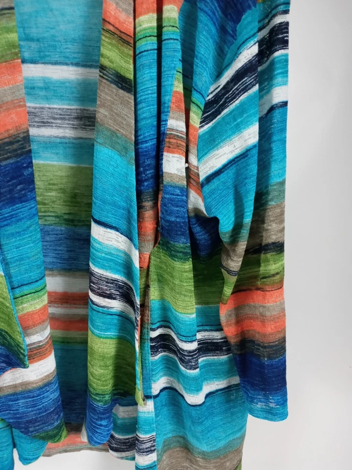 Peck &Peck Cardigan Sweater Women Size PXL  Green Multicolor Open Front - Image 4 of 4