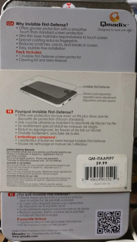 Protector de teléfono de vidrio templado invisible de primera defensa iPhone 6 6s 7 8 Foto 2 de 2