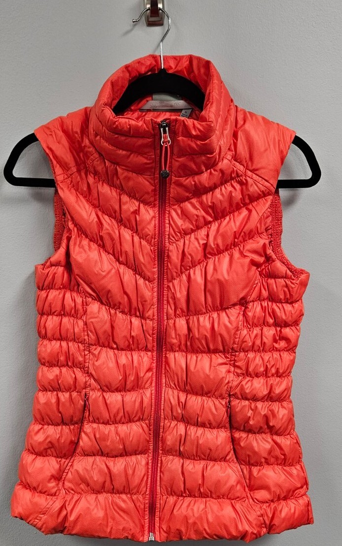 Athleta Downalicious Goose Down Puffer Vest Womens Sz M Quilted Orange