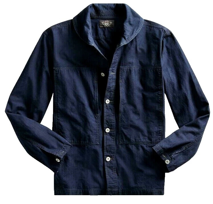 Botón Casual sólido algodón RRL-Down Shirts for Men