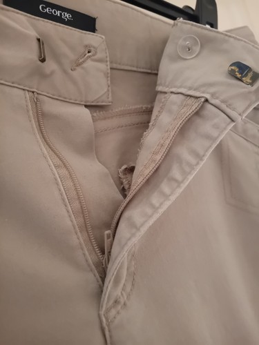 Womens George Sand Beige Cotton Straight Leg Trousers with Stretch Size 14 - Picture 6 of 9