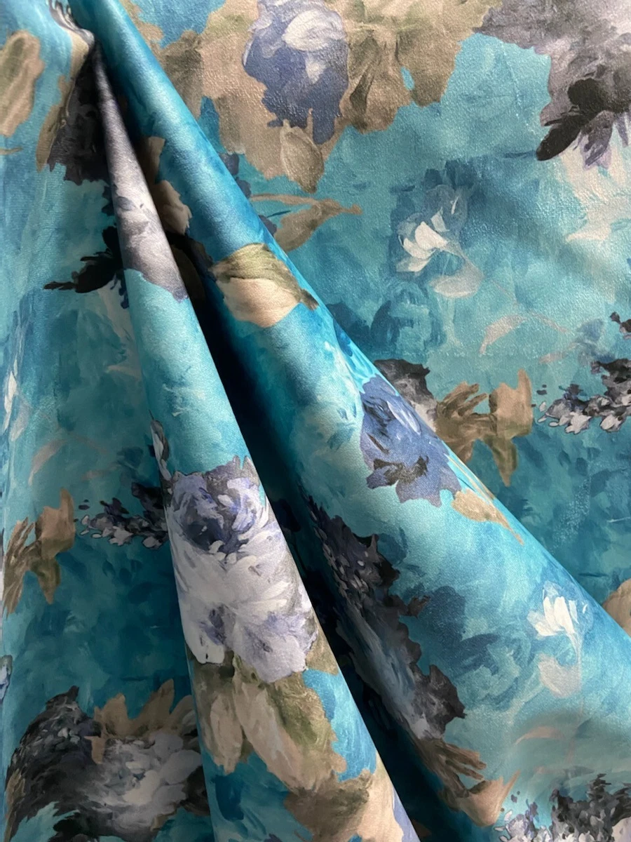 Luxe Velvet Fabric Floral Design Digital Printed Upholstery Chair Fabric by Yard