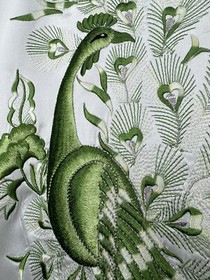 Eastern Collection Vintage Japanese Embroidered Peacock Belted Kimono Robe OS