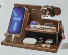 Ash Woodwn Desk Organiser, Charging Station, Keys/Wallet/Watch Stand, Gift Idea
