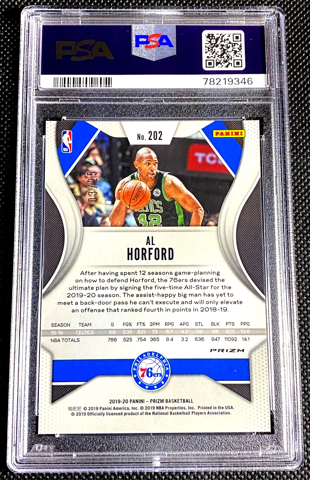 PSA 7 NM 2019 PANINI AL HORFORD GREEN PULSAR PRIZM #202 SP /25 CELTICS G5126 view 2