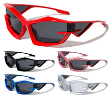 FUTURISTIC WRAP AROUND GEOMETRIC SUNGLASSES SPORT RETRO DESIGNER FASHION OUTDOOR