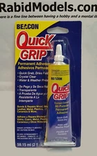 BEACON QUICK GRIP GLUE 2oz tube - clear, fast, waterproof flexible adhesive
