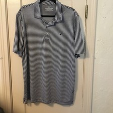 VINEYARD VINES Performance Polo L White/Blue Striped w/Whale  Poly/Span