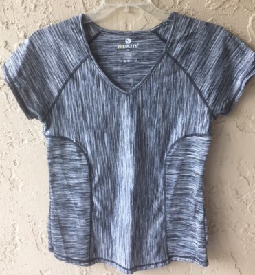 VELOCITY Gray V-Neck Size XL Short Sleeve Active Wear Top