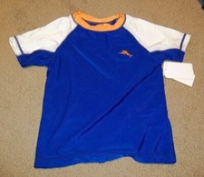 NEW TOMMY BAHAMA boys sz 5 short sleeve performance shirt rash guard blue white
