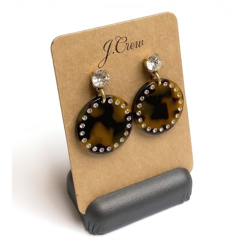 NWT J Crew 12-K Gold Plated Metal With Crystals Tortoise Resin Drop Earrings - Picture 3 of 6