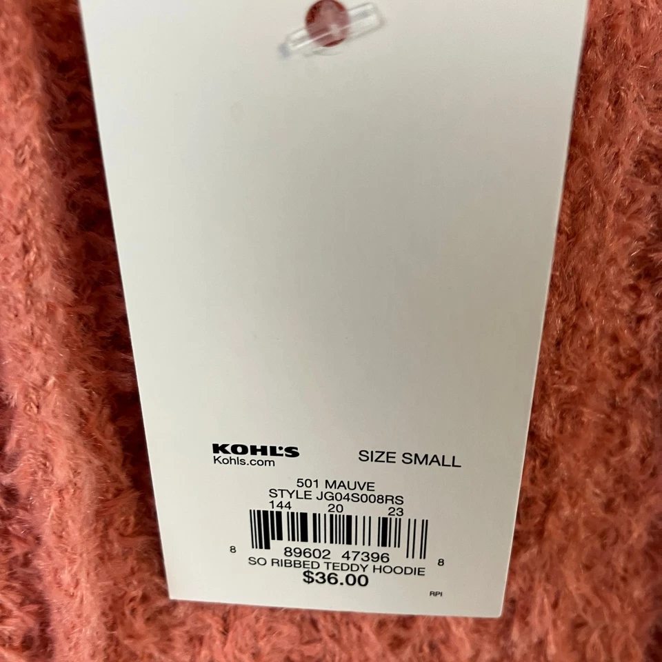 Sudadera con capucha acanalada de peluche So para mujer talla S malva nueva con etiquetas Foto 4 de 4