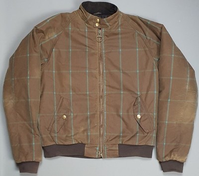 Barbour Retail Merchant Tartan Wax Bomber Jacket Mens XL Brown