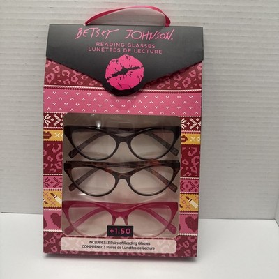 BETSEY JOHNSON 3 PACK PREMIUM READING GLASSES READERS +1.50