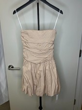 Reformation Brown & Cream Gingham Strapless size 0 Dress NWT