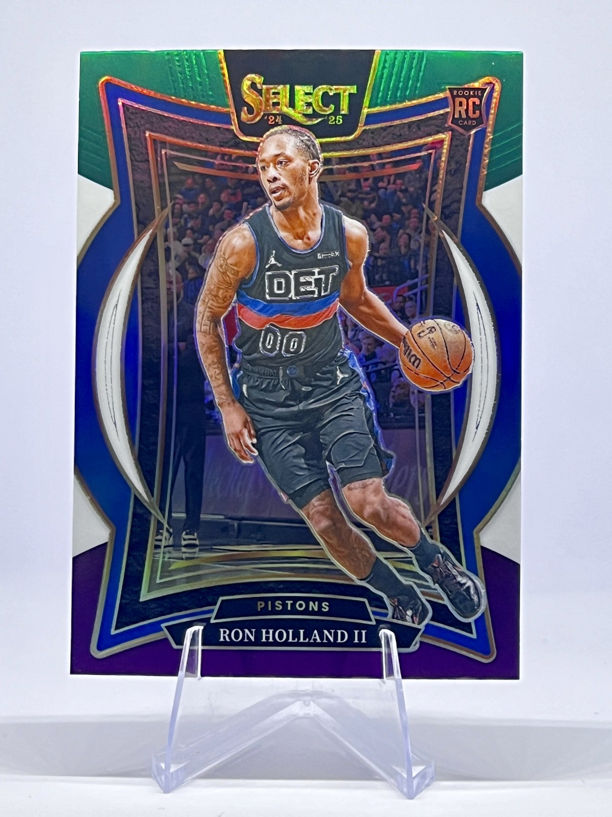 2024-25 Panini Select #74 Ron Holland II Green White Purple Prizm Pistons