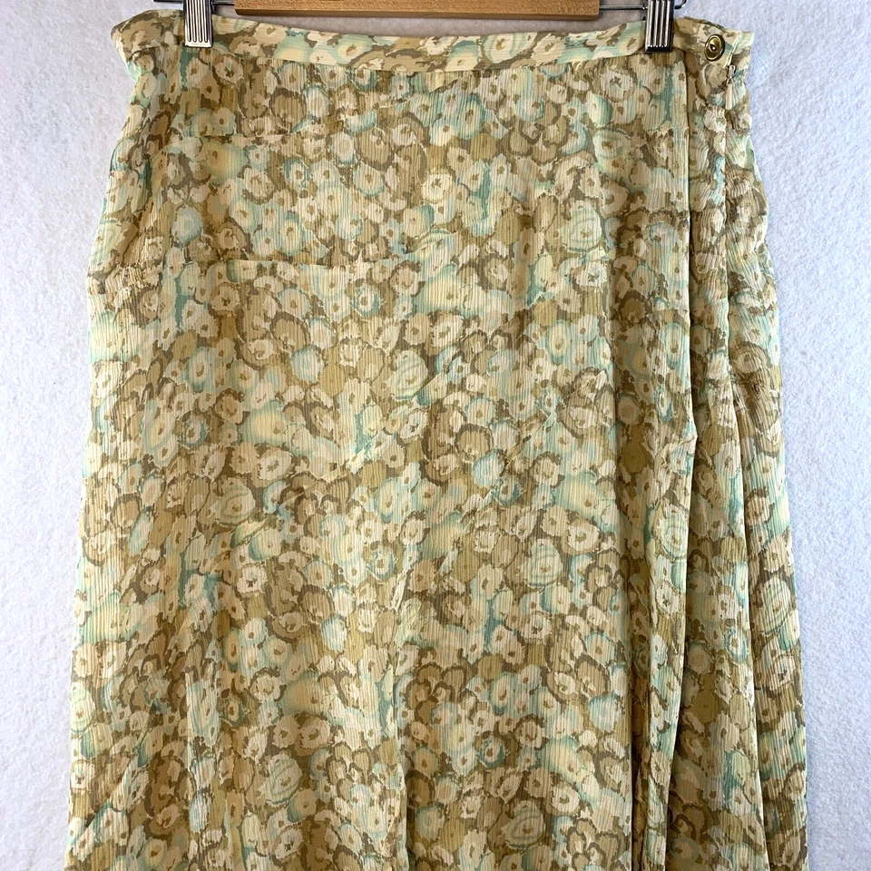 Винтажный 100% шелк шифона абстрактный цветочный юбка Sz 12 Y2K коттедж романтический Flowy - Изображение 3 из 4