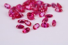5*3mm Oval Faceted Cut Ruby Lab Created Loose Gemstones 4 Pieces