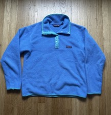 Vintage 90s Patagonia Synchilla Snap T Fleece Blue Made in USA Youth Size 10