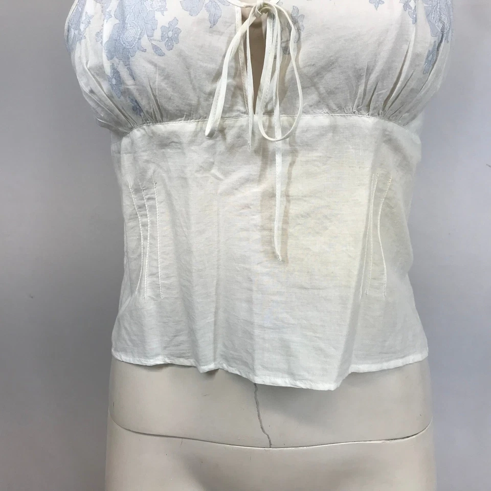 Top babydoll camisola frontal de encaje floral azul marfil Eloise Anthropologie y2k Foto 3 de 4