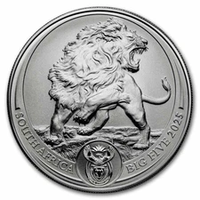 2025 South Africa 1 oz Silver Big Five Lion BU (In Blister Pack)