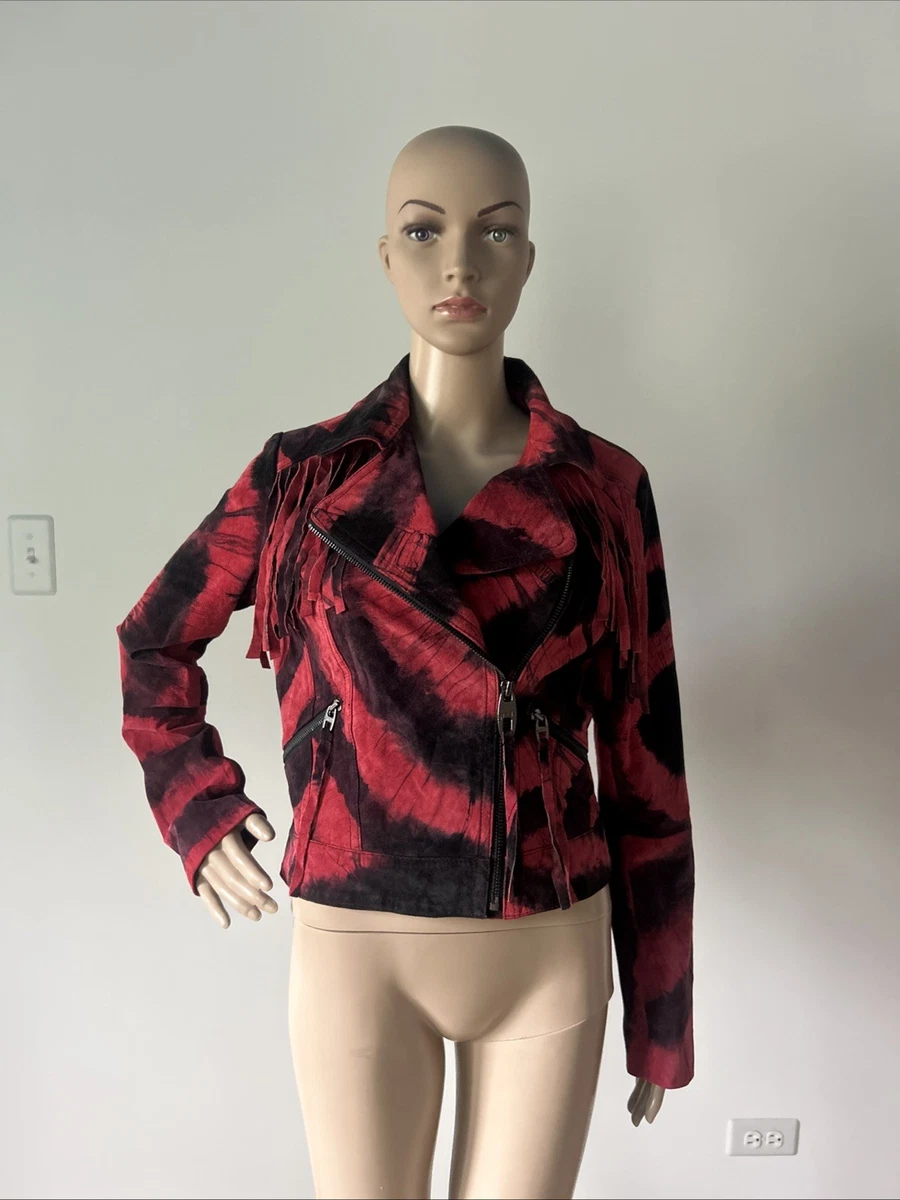 Veste En Cuir Rouge Miss Sixty Style Perfecto - Taille XS/34 - Neuf Avec Petits Défauts