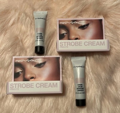 2 MAC Strobe Cream Hydratant Lumineux Pinklite Travel ea .5oz or 1oz Total NIB