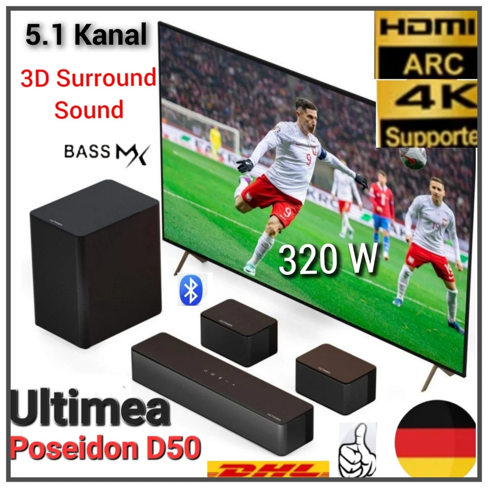ULTIMEA Poseidon D50 Soundbar  Wireless Subwoofer 5.1, 3D Surround Sound BassMax - Bild 2 von 4