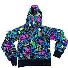 Disney Stitch Hoodie Kids 3 Multicolor All Over tropical Neon Print Pullover