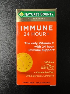Nature's Bounty Vitamin C 24 Hour Softgels 1000mg Ester-C Vitamin D Zinc 50 ct