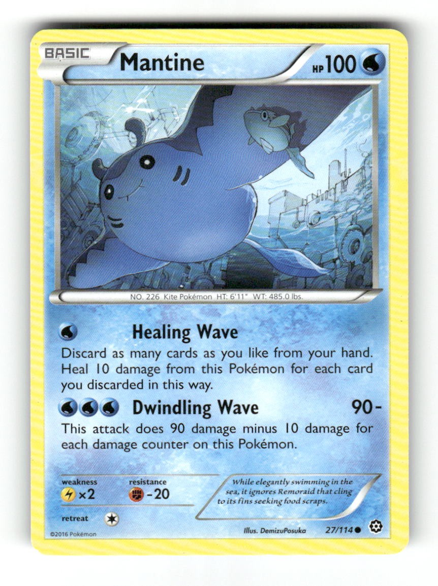 Mantine 27/114 Common Steam Siege Pokemon Lightly Played