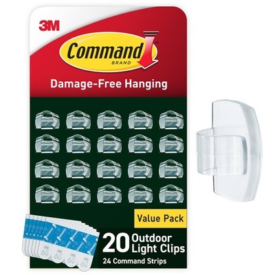 Command Outdoor Light Clips 20 Clear Clips and 24 Command Strips Damage Free