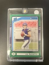💥2024 JJ McCarthy RC AUTO Panini Donruss Rated Rookie Press Proof Green #303💥