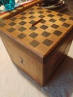 VINTAGE WOODEN CUBE CHILDS BANK — photo 1