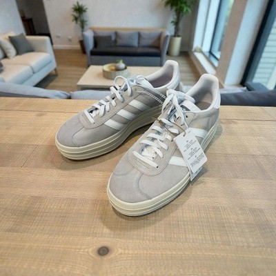 Adidas Gazelle Bold Women Grey White Suede Platform Shoes HQ6893