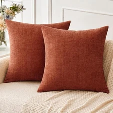 🧡 New MIULEE 18x18 Burnt Orange Chenille Throw Pillow Covers Set 2pc