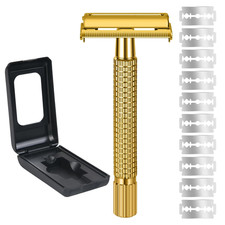 Rasierhobel Herren, 2-Seitigem Klingenkopf Safety Razor, Edelstahl Nassrasierer,