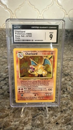 CGC 9 Charizard Pokémon Base Set Holo Rare 4/102 1999 English Card