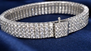Authentic Four Row Tennis Bracelet 20Ct VVSI Round Moissanite 14K White Gold Plated 7.5"