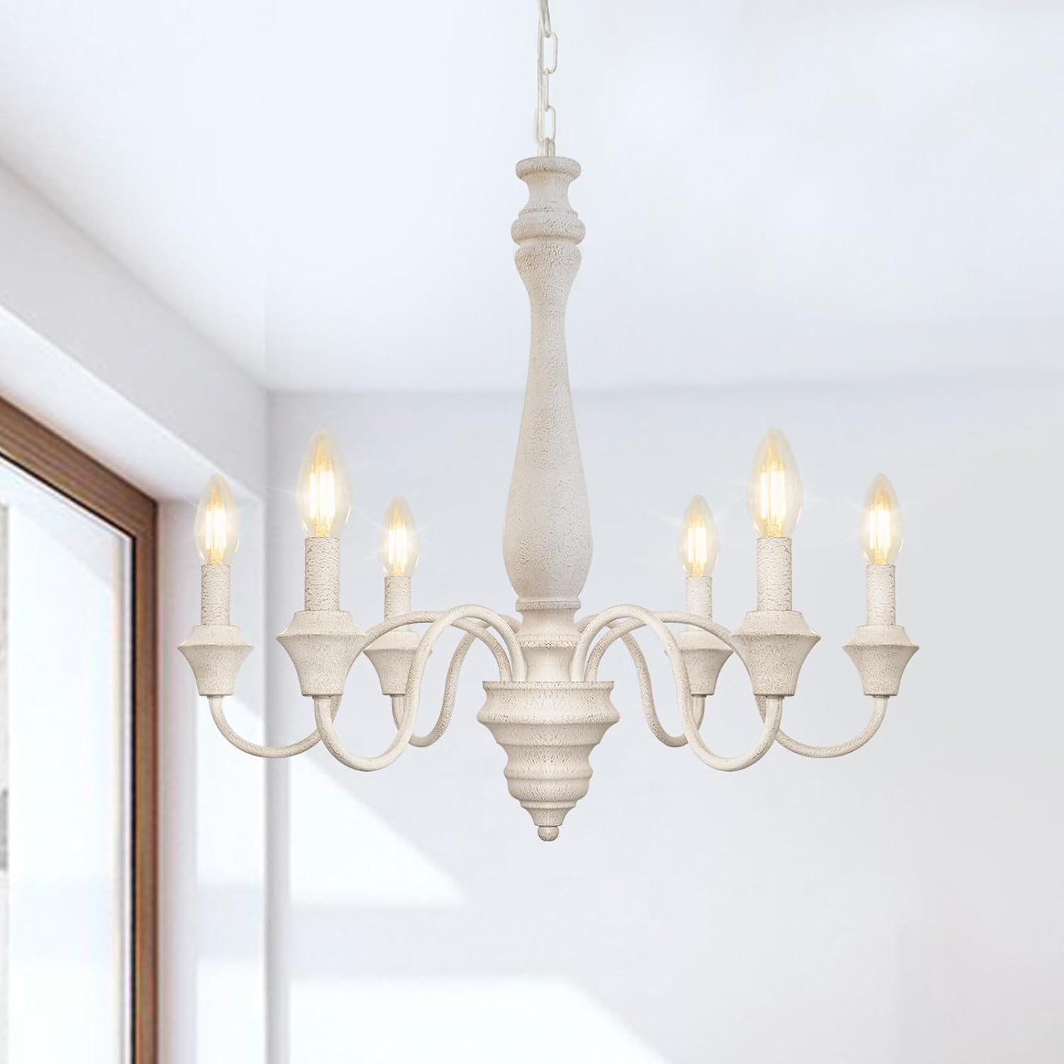 Offerta Lampadario Camera Letto Vintage 6 Luci Bianco Rustico