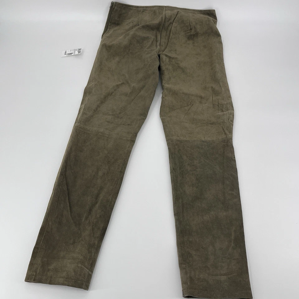 Vintage Y2K BB Dakota Olive 100% Genuine Suede Leather Mid Rise Pants - Gadzooks - Image 2 of 4