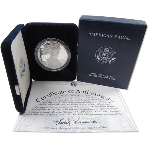 2003 W American Silver Eagle Choice Proof Bullion $1 Coin OGP COA