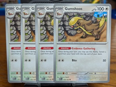 Pokemon TCG Mega Evolution Gumshoos 110/132 x4 Playset