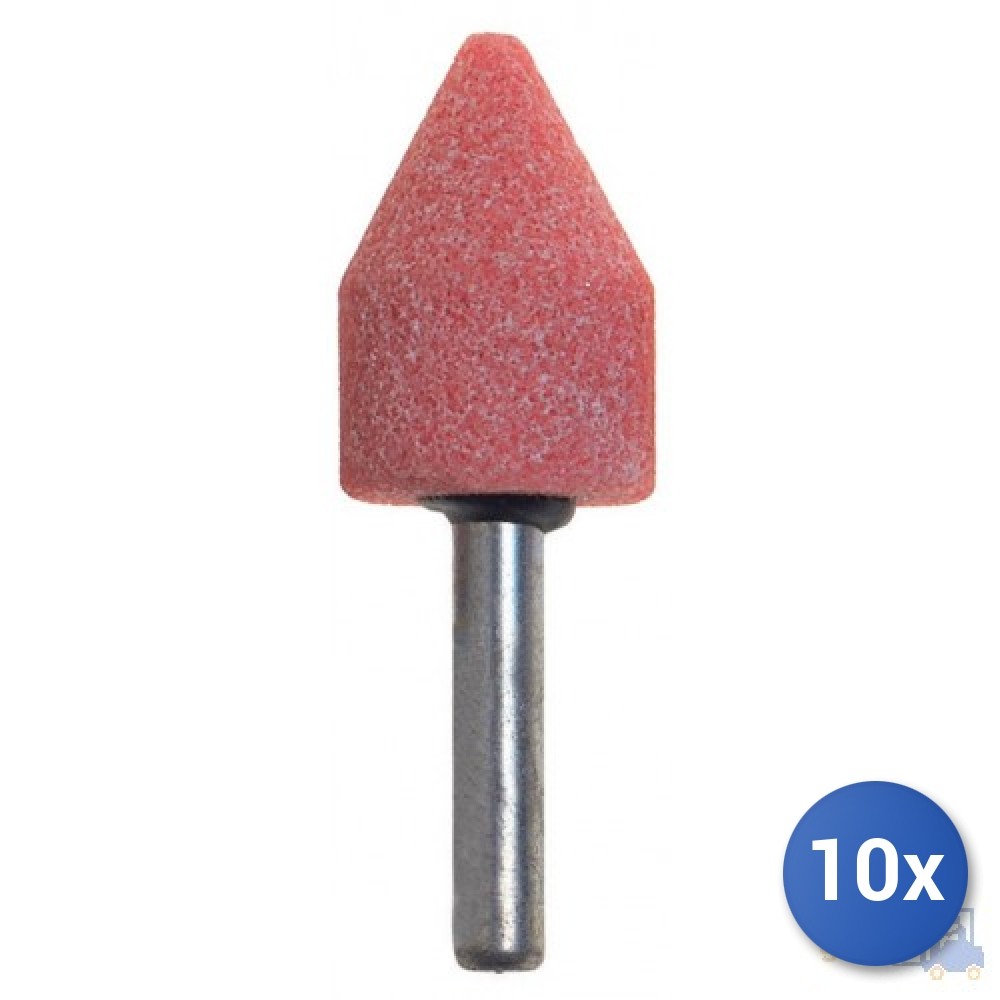 10x Mola a Punta Corindone Rosa 15x25mm Gambo 6mm | Finitura Professionale